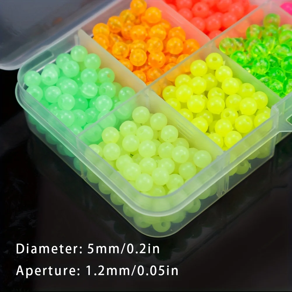 Caja luminosa para frijoles espaciales de pesca, 1000 Uds., bolas flotantes redondas que brillan en la oscuridad, tapón, cuentas de aparejo para aparejos, accesorios de señuelo - imagen 5