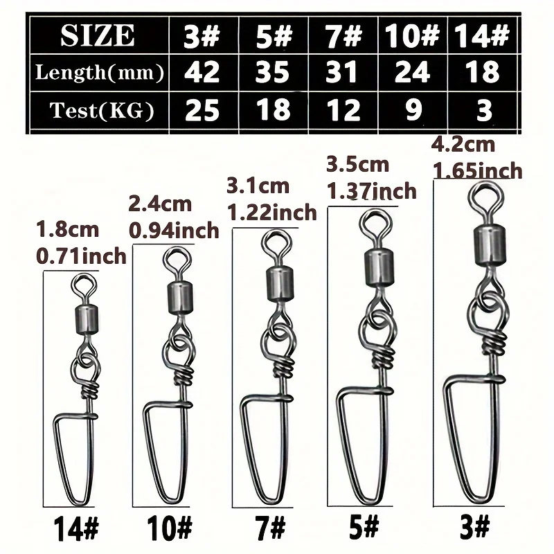 Pasadores de seguridad giratorios de acero inoxidable, conector de estilo americano, anillo de ocho caracteres, subcebo de pesca, accesorios de hebilla rápida, 20 piezas - imagen 3