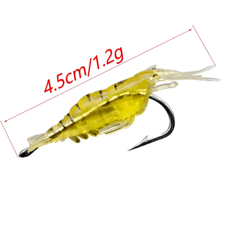 10 Uds. Cebos blandos de camarones artificiales, señuelos de PVC de 4,5 cm/1,57 pulgadas con diseño realista para aparejos de pesca de lubina y carpa, cebo para peces - imagen 2
