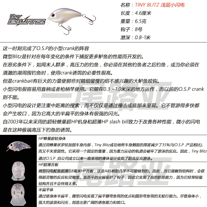 OSP japonés Mini Fatty TINY BLITZ pequeño relámpago batalla General Minami Namiki en manivela señuelo cebo duro - imagen 2