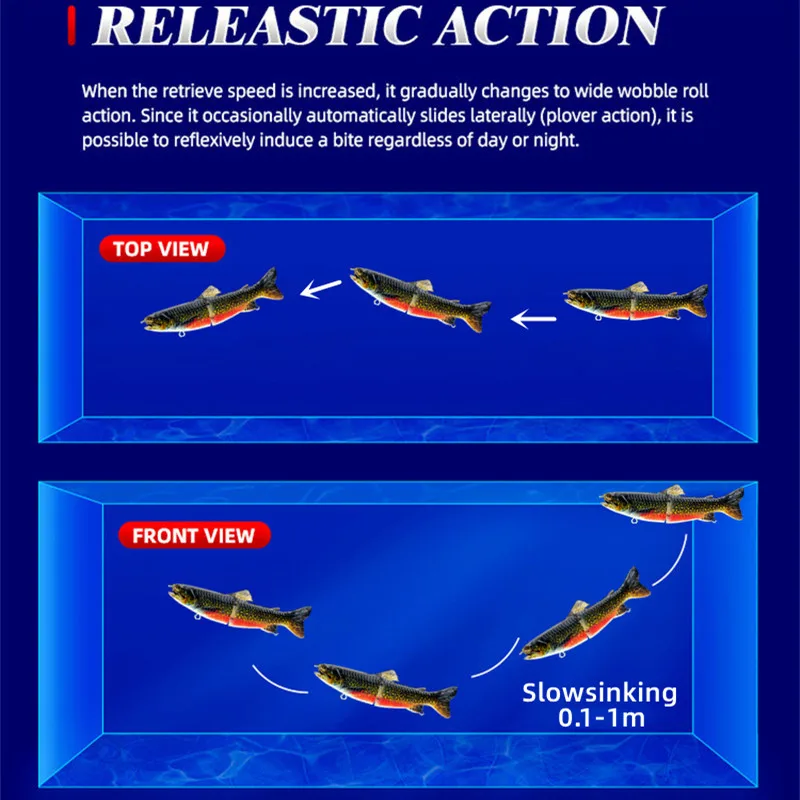 GREENSPIDER-señuelo de pesca de hundimiento lento, cebo articulado de 2 segmentos, Swimbait, 2022mm, 50g, 6 colores, novedad de 160 - imagen 4