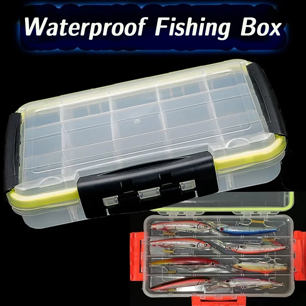 Cajas grandes para aparejos de Pesca, compartimentos deflectores desmontables, contenedor impermeable, almacenamiento portátil, equipo de señuelo, caja de herramientas de Pesca