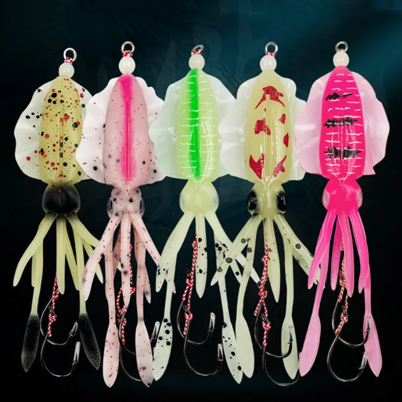 Cebo de calamar suave de 15cm, señuelo de pesca con curricán, cabeza de pulpo, plantilla de calamar UV luminosa para pesca en barco de aguas profundas, cebo Wobblers - imagen 4