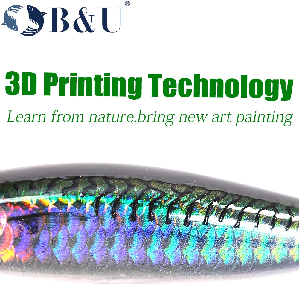 B & U 80mm hundimiento Minnow señuelo duro Jerkbait agua salada larga distancia de fundición Señuelos de pesca mar cebo Artificial Wobblers lubina - imagen 5