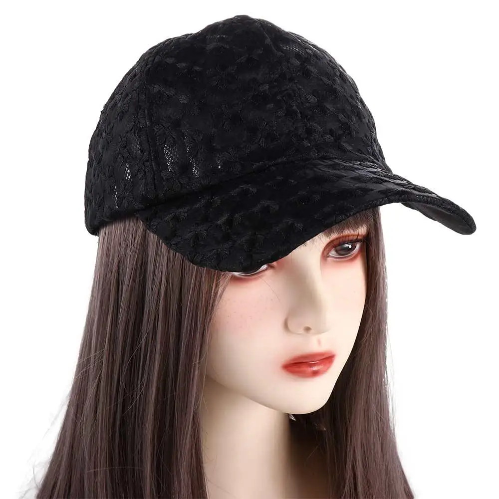 Transpirable Casual coreano al aire libre mujeres Hip Hop malla sombrero viseras gorra flor gorra de béisbol encaje - imagen 5