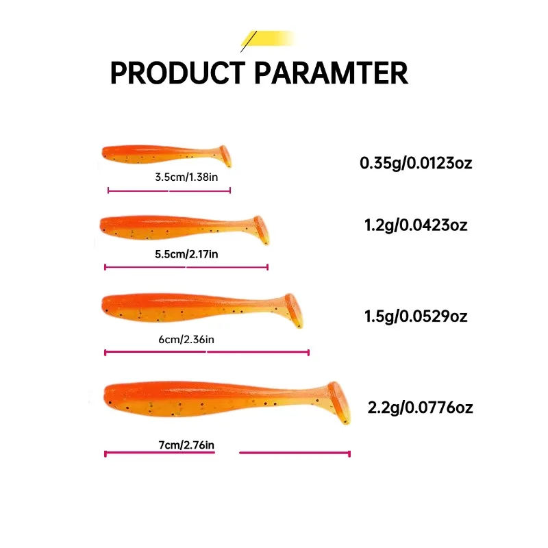 10 Uds/suave Swimbait 35mm/55mm/60mm/75mm flotante cola en T señuelo de pesca suave Iscas cebo artificial lubina perca cebos de pesca - imagen 2