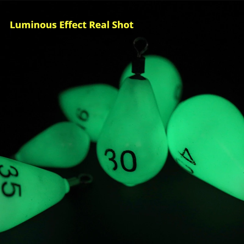 30g 60g 75g 112g 131g 150g plomo luminoso gotas de agua pesas de plomo con pesca giratoria accesorios de pesca de mar - imagen 3