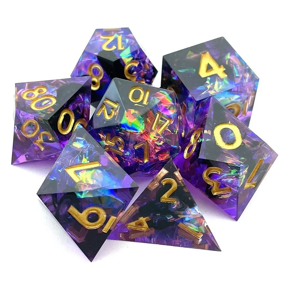 Juego de dados de resina poliédrica, 7 piezas, azul/blanco, copo de nieve, accesorio para juegos de mesa, D6, D8, D10, D12, D20, D & d, DND - imagen 3