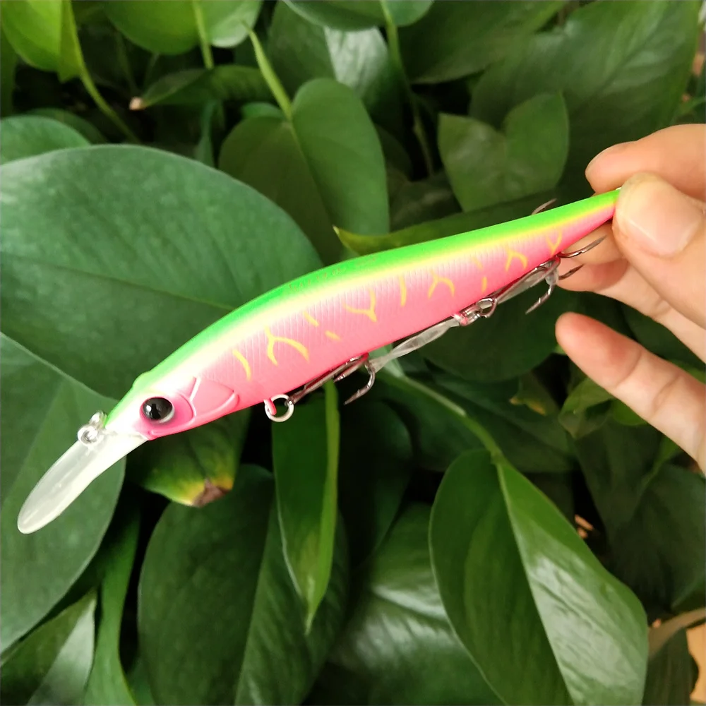 4 Uds 98mm 10g SP sistema de peso de tungsteno fundición larga suspendida señuelo de pesca Minnow 2,2 m AURORA 98SP cebo duro para Lucio - imagen 3