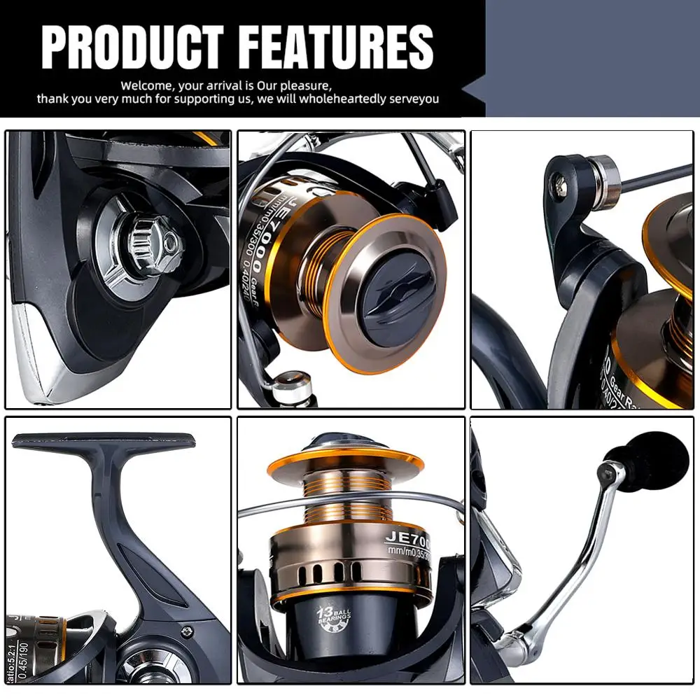 Carrete de pesca giratorio ultraligero profesional serie 300-6000, relación de engranaje 5,2: 1, carrete de Metal CNC, arrastre máximo de 10KG para todas las aguas - imagen 3