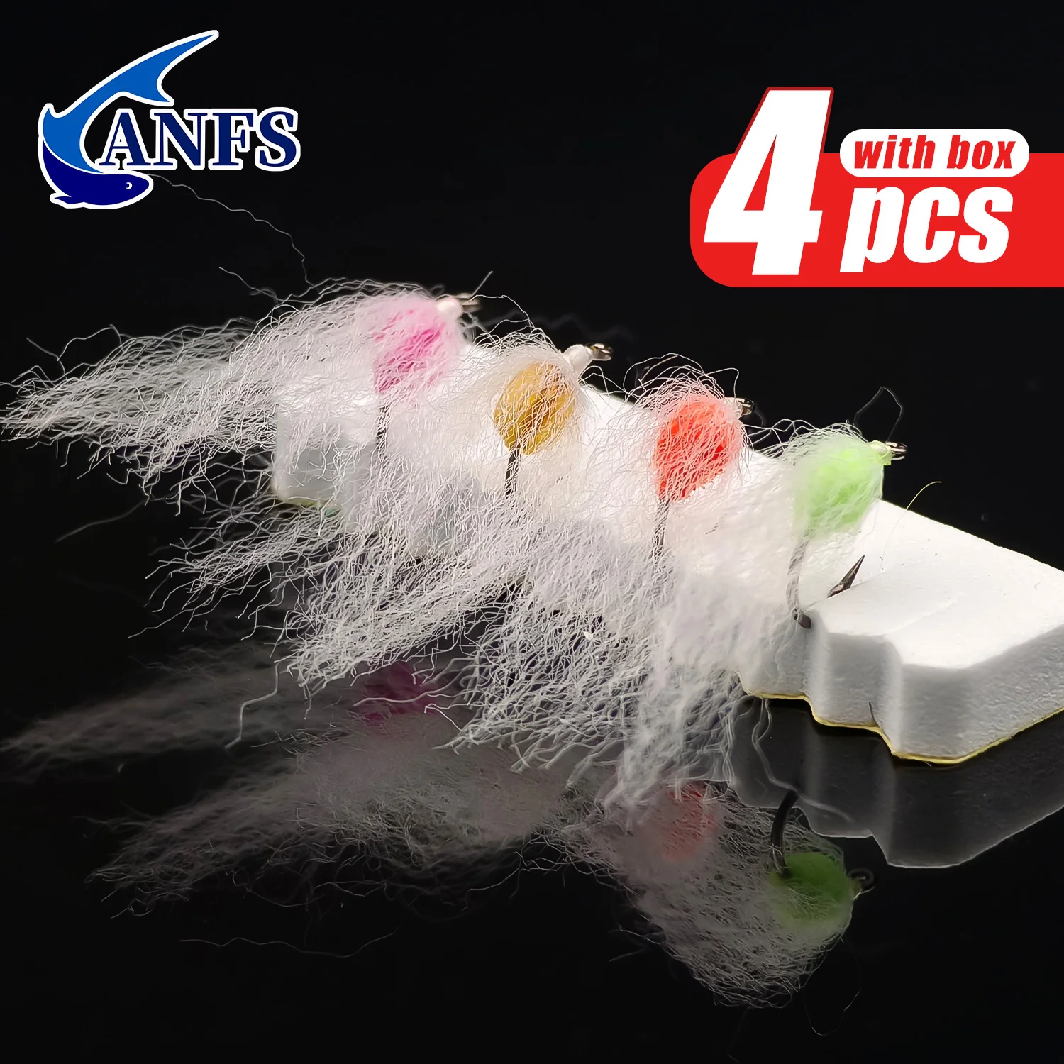 ANFS 4 piezas de mosca de huevo con caja de almacenamiento-cebo de señuelo de pesca con mosca de huevo, cosas de pesca geniales para pesca con mosca - imagen 3