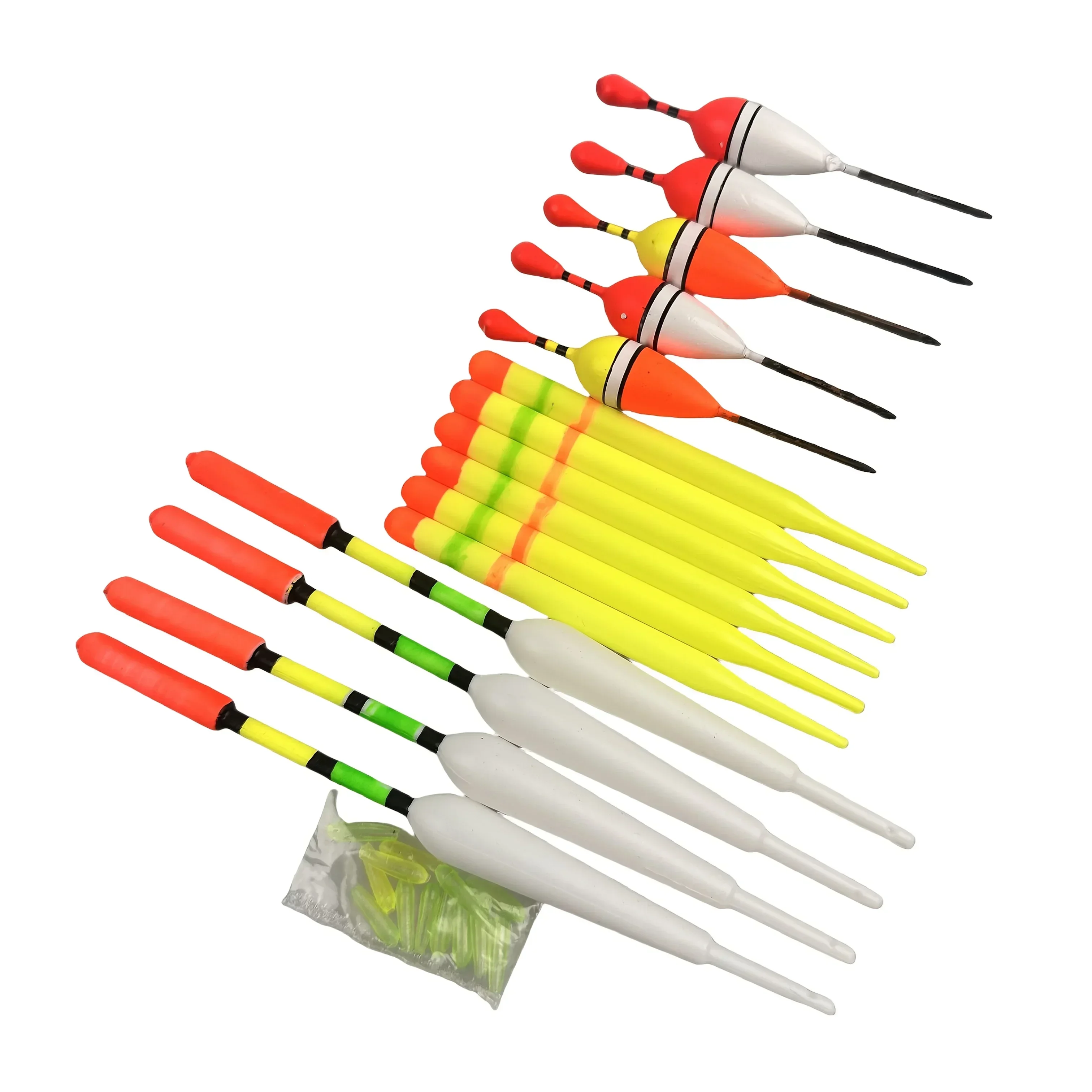 16 unids/set flotadores de pesca verticales en el mar, tamaños surtidos para la mayoría de los tipos de pesca con gomas de fijación - imagen 5