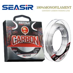 Línea de Pesca de carbono Seasir 100%, monofilamento de calidad japonesa, 50M, 4-16LB, fluorocarbono que se hunde, Pesca líder
