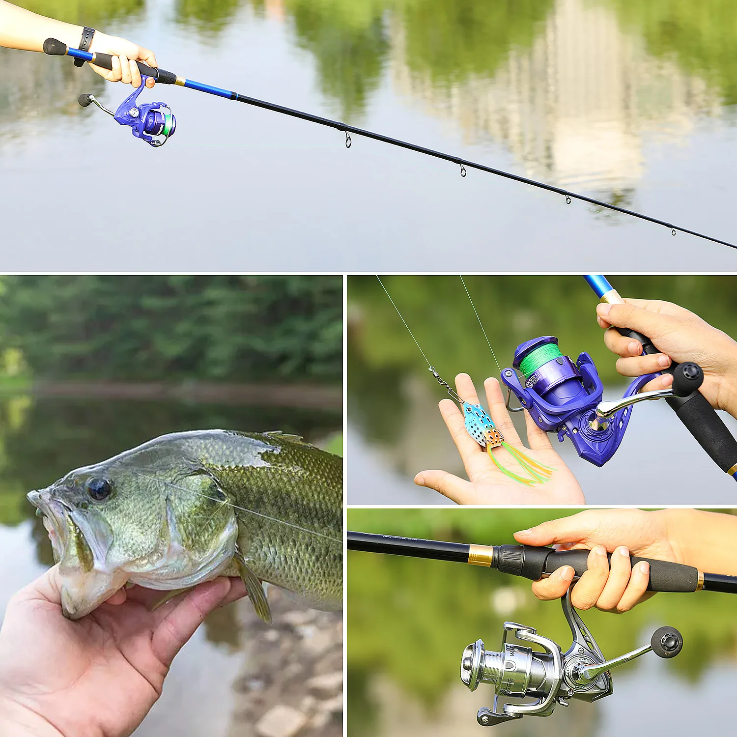 Sougayilang caña de pescar giratoria y bolsa de carrete Kit completo caña de pescar telescópica de carbono relación de engranaje 5,2: 1 carrete Combo pesca de lubina - imagen 5