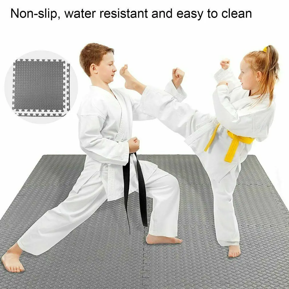 Esterilla de gimnasio de Protección deportiva, alfombrilla de grano de hoja Eva de 30x30Cm, alfombras de empalme antideslizantes para Yoga y Fitness, para sala de choque, 12 Uds. - imagen 5