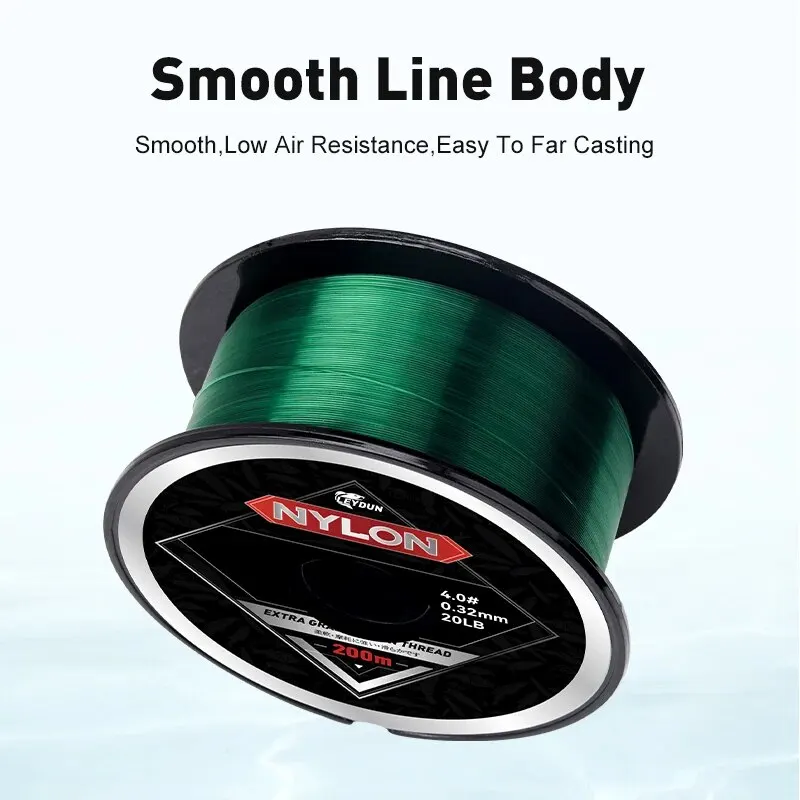Línea de pesca de nailon súper fuerte, alambre de pesca monofilamento duradero japonés de 200m, línea principal de agua dulce de mar, cable de pesca líder de 2-20LB - imagen 4