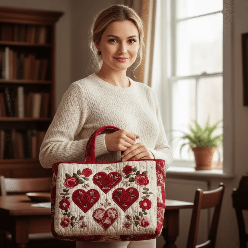 Bolso Tote acolchado con gatos y estampado floral, gran capacidad