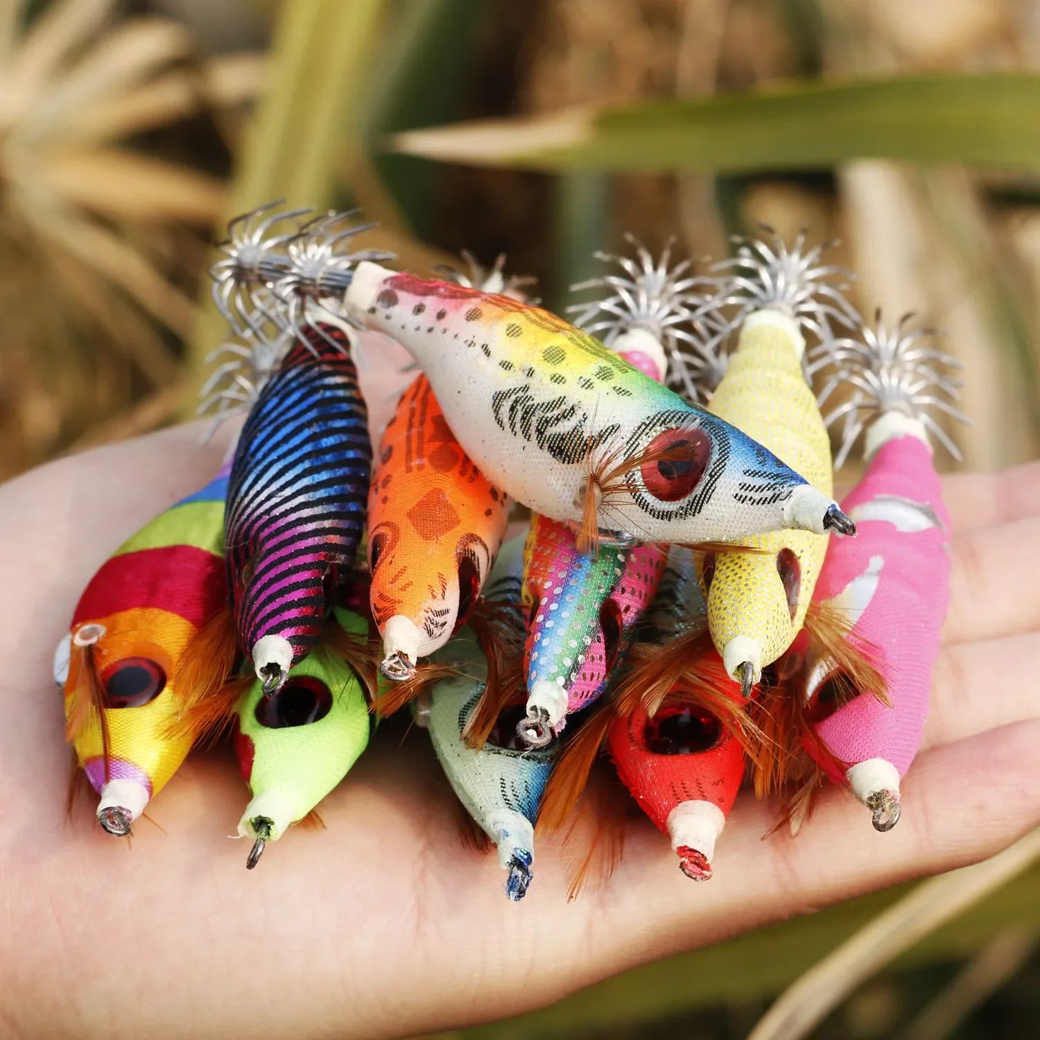 Sougayilang 10 Uds cebo de calamar luminoso simulación Artificial cebo de calamar señuelo de pesca adecuado para pesca en agua salada - imagen 5