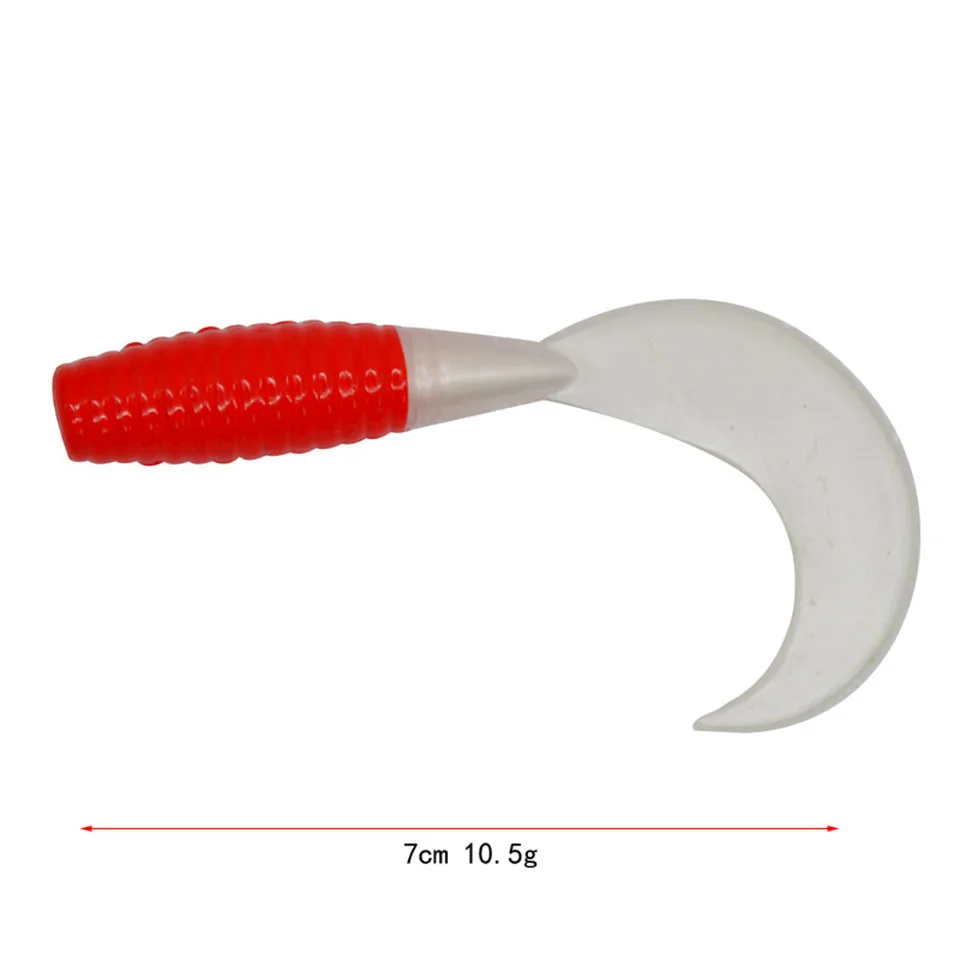 WALK FISH-señuelo de pesca de plástico suave, gusano rojo y blanco, cebo de natación finura Artificial, 7cm/10,5g, 10 unidades por lote - imagen 3