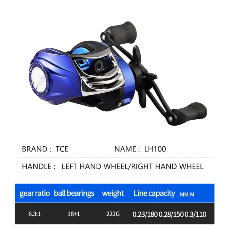 Carrete de Baitcasting ultraligero, accesorio de pesca de alta velocidad, Ratio 6,3: 1, arrastre máximo de 8KG, 18 + 1 BBs, novedad - imagen 3