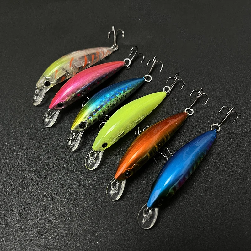 Señuelos de Pesca de pececillo de fundición larga, 50mm, 6g, cebo duro Artificial, Wobblers de Pesca de hundimiento lento, suministros de Swimbait para lubina, trucha de agua de mar - imagen 3