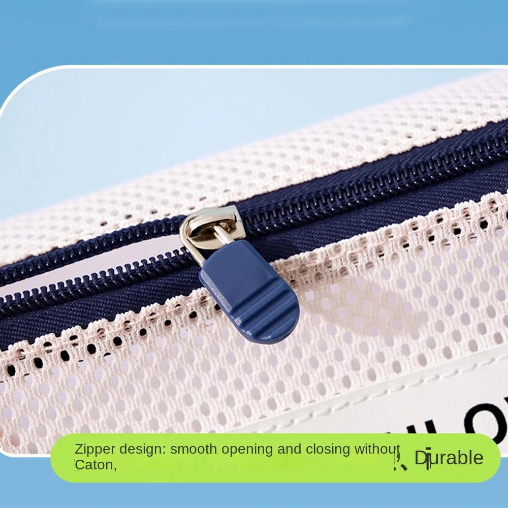 Large Capacity Beach Mesh Bag Breathable Handheld Toiletries Storage Bag Space-Saving Reusable Cosmetic Zipper Pouch - imagen 3