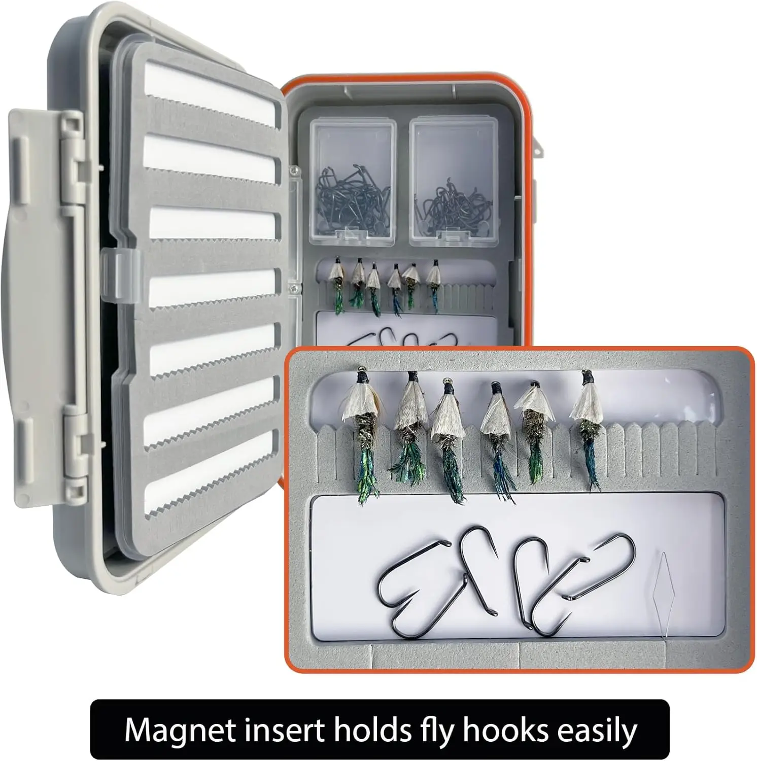 Aventik-caja de pesca con mosca impermeable, caja de pesca con mosca de espuma de 4 capas, ABS, portátil, ligera, caja de almacenamiento para aparejos de pesca - imagen 5