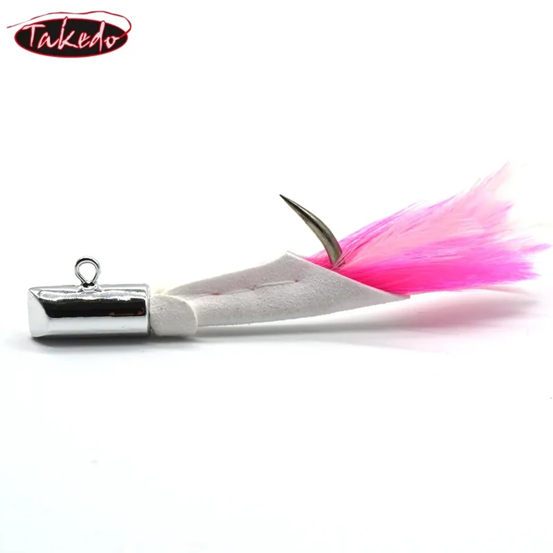 TAKEDO 2 #   2.2 #   2.5 #   2.8 #   3 #   Anzuelo de piel de ciervo galvanizado, pluma, gran juego, anzuelo de tiburón, anzuelo de atún, Jigging de plomo - imagen 5
