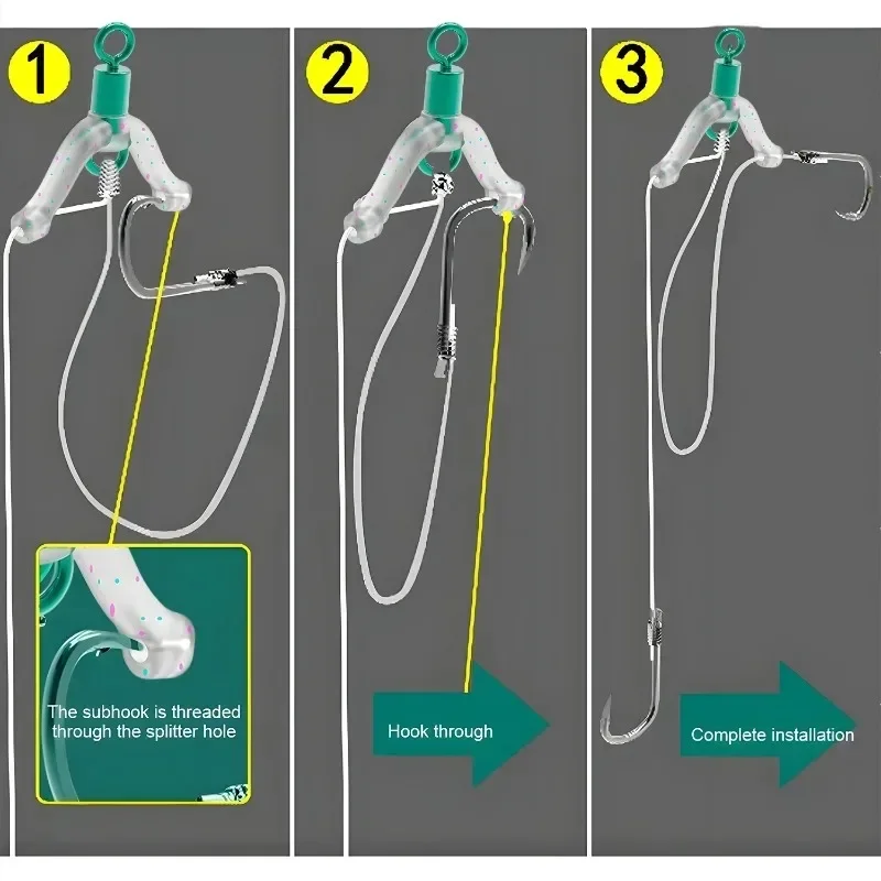 Separador anzuelos silicona antienredos – Bifurcador para aparejos pesca - imagen 3