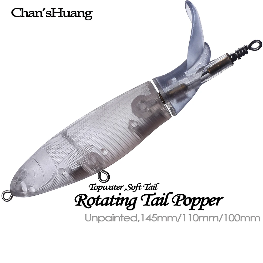 Chan'sHuang-señuelo de pesca Artificial, 10 piezas, sin pintar, giratorio, cola suave, flotante