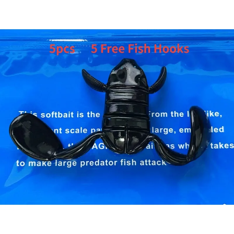 5pcs señuelos negros de softbait para pescar