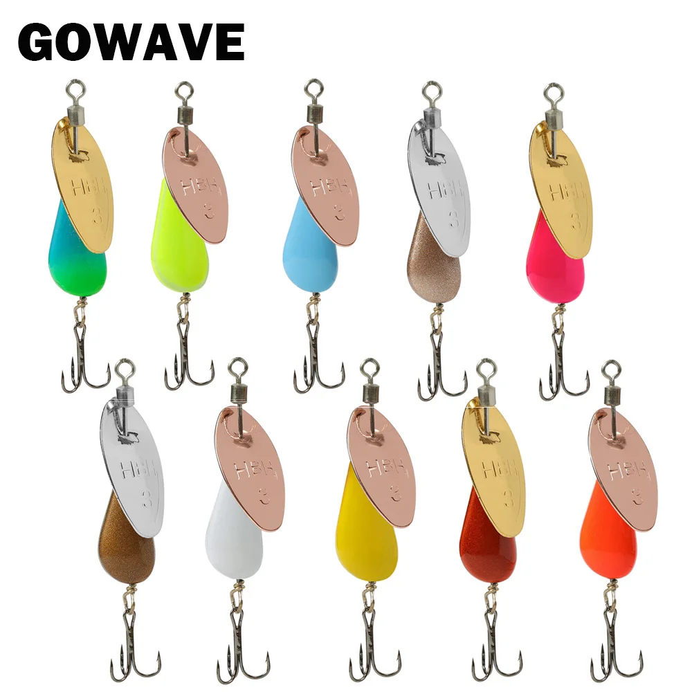 GOWAVE, 1 unidad, lentejuelas giratorias, perca de salmón, cebo para trucha, 5g, 7g, cuchara de Metal, señuelo de Pesca Wobbler, aparejos de Jigging de fundición, Pesca de hielo - imagen 4