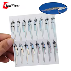 Perfiles en forma de pez, máscaras de vinilo, atado de moscas, lámina Fleye, pegatina de cabeza de pez para pesca en agua salada, señuelo de pez cebo, Anguila de arena junto a la plata