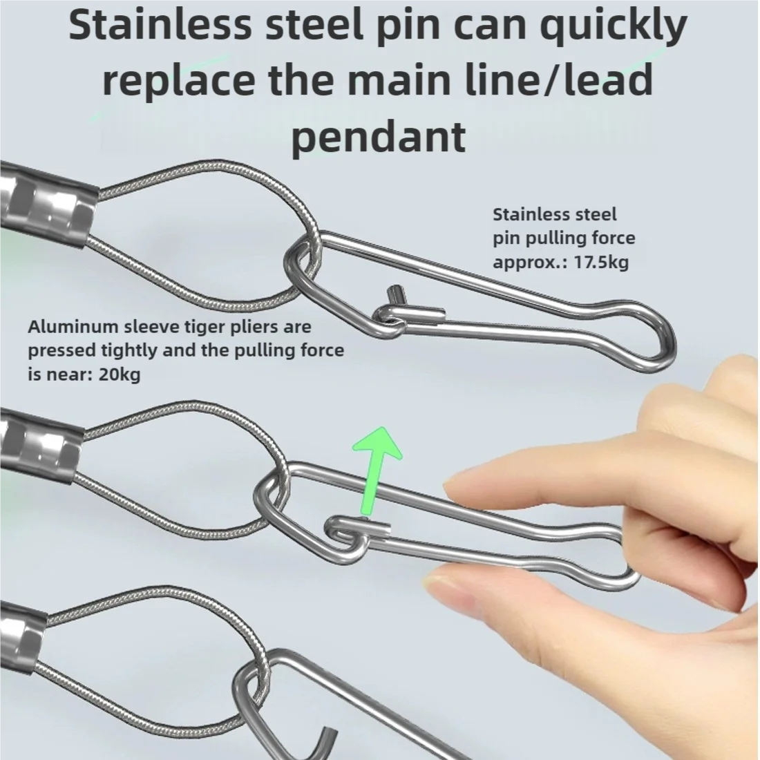 Plataformas de sedal de pesca con broches giratorios, equilibrio de alambre de acero inoxidable, gancho de tándem, aparejos de fondo de alambre de agua salada, 9KM, 5 uds. - imagen 4