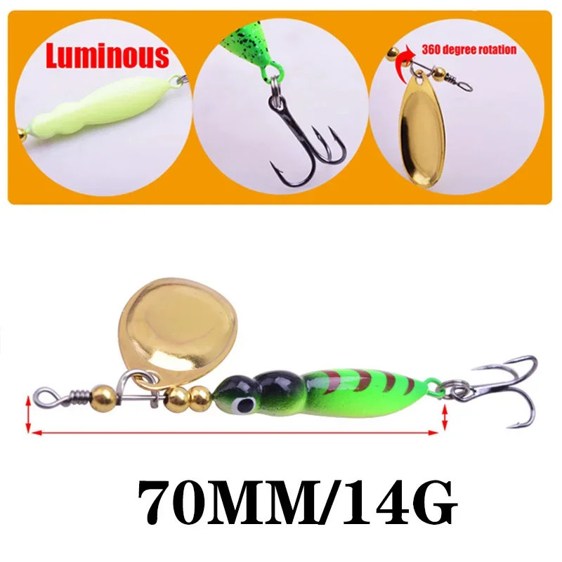 Señuelo de pesca con cuchara giratoria, cuchara de lentejuelas, cebos artificiales, Wobblers giratorios, Crankbait con anzuelos, aparejos de pesca de trucha, 1 ud. - imagen 2