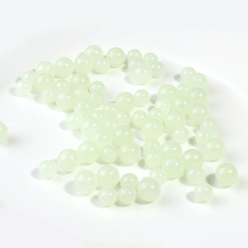 Cuentas luminosas para pesca, frijoles espaciales de 4mm, 5mm, 6mm, 100 unids/bolsa, señuelo de goma suave, bolas flotantes brillantes para aparejos de pesca al aire libre - imagen 5