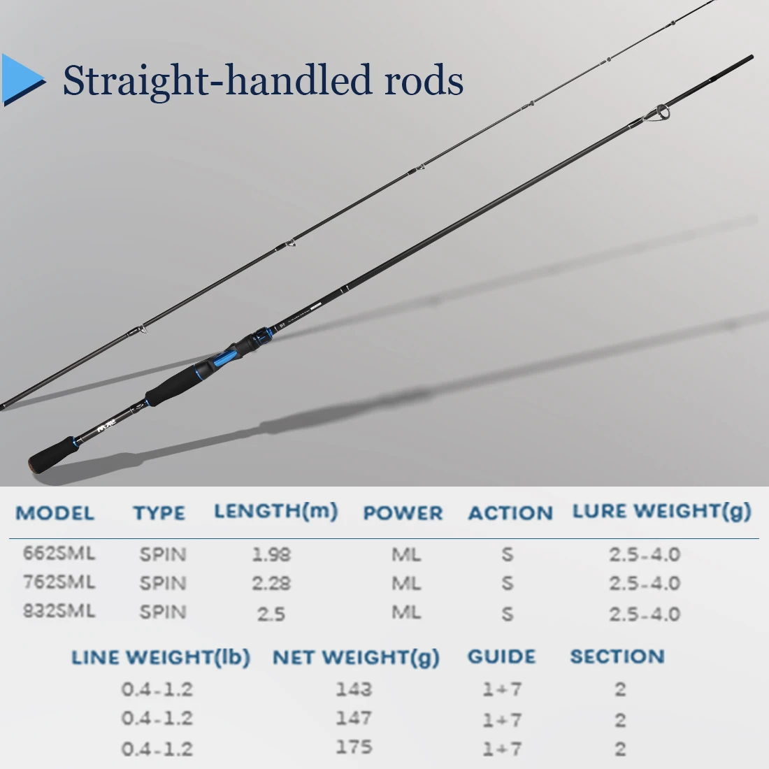 Caña de pescar de calamar ultraligera de 9KM, 2 secciones, 1,98 m/2,28 m/2,5 m, caña giratoria de pesca de pulpo sepia 24T con mango de EVA - imagen 2