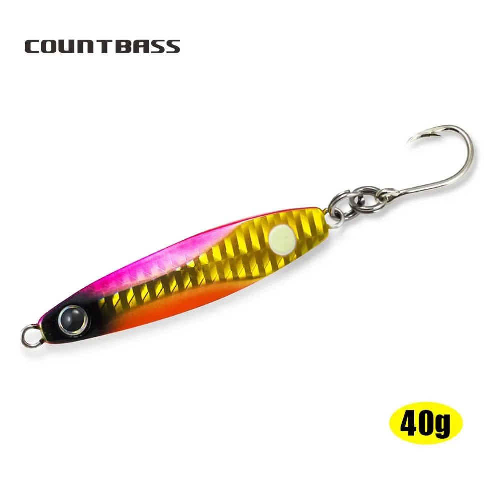 Countbass 40g señuelos de jigging para lubina anzuelo VMC aparejado, señuelo de pesca con vibración, cebo de plantilla de pez de Metal