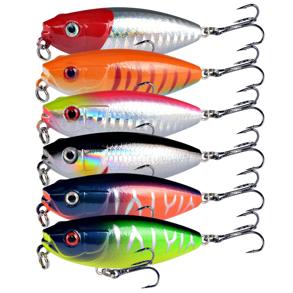 Señuelo de pesca con lápiz flotante, Wobblers, cebo duro de plástico Artificial, aparejos de pesca de lubina, Lucio, pececillos, 6 uds. - imagen 5