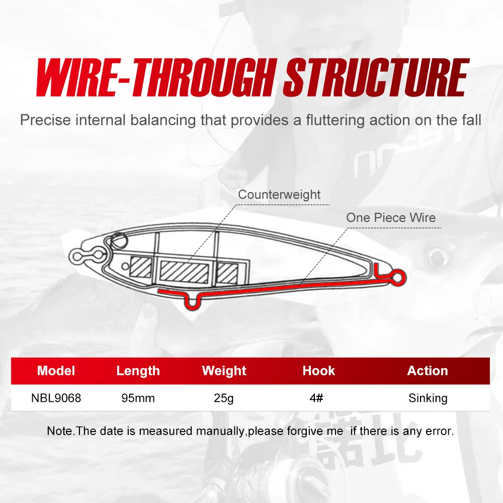 NOEBY 95S Stickbait Wobbler 95mm 25g hundimiento lápiz pesado señuelo de pesca cebo Artificial de agua salada peces muertos Señuelos de pesca de caída - imagen 3