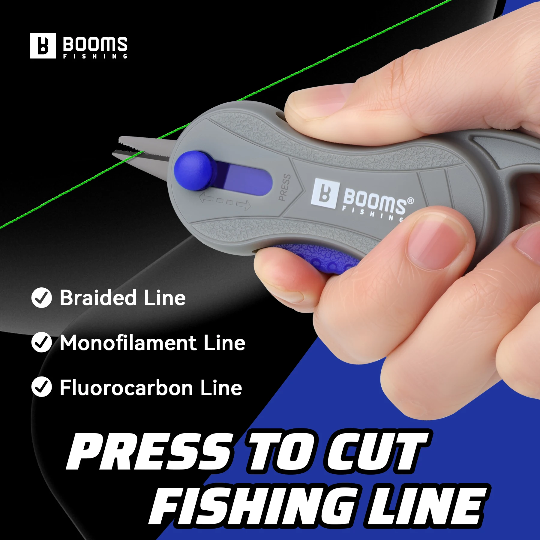 Booms Fishing FR2 Mini tijeras de hilo trenzado de pesca inoxidable tijeras dentadas con bloqueo para accesorios de herramientas de pesca de agua salada - imagen 3