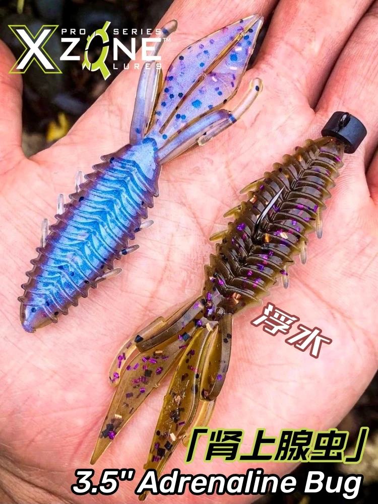 Importado de Estados Unidos, XZone Adrenal Worm 3,5 "'Cebo deportivo flotante para perca de camarones, Brandon Palanuk