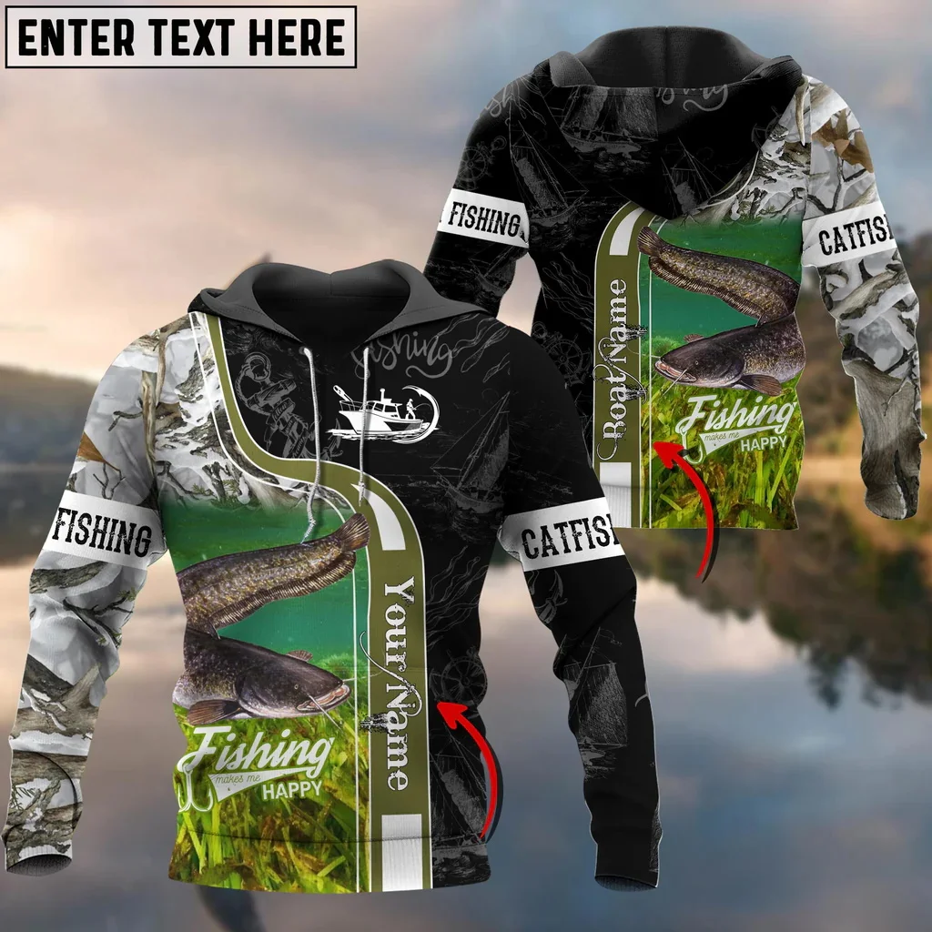 Nombre personalizado Walleye Fishing Me hace feliz 3D impreso sudaderas con capucha de moda para hombres otoño Unisex Casual Sudadera con capucha QDY62 - imagen 3