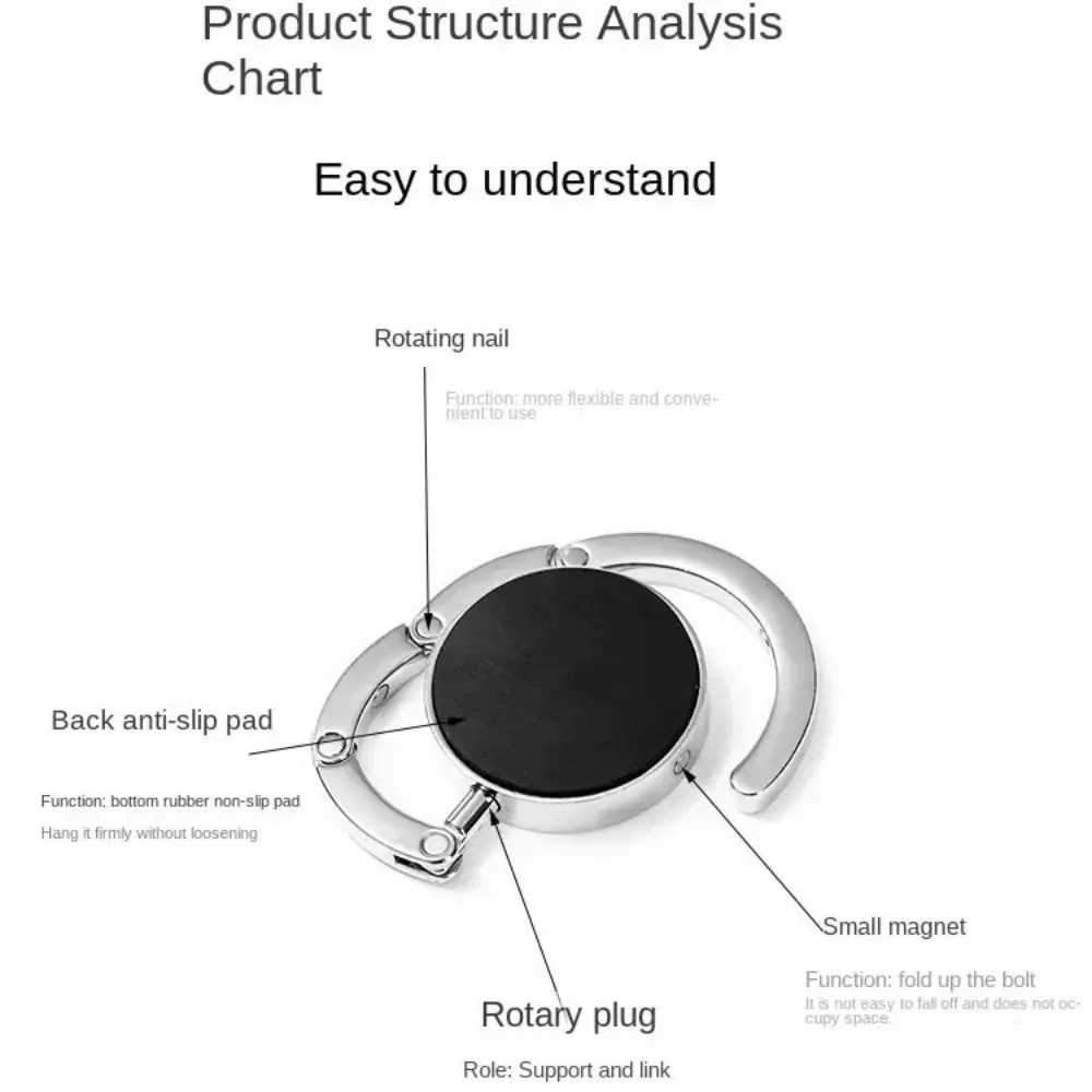 Ganchos para estante de almacenamiento, ganchos para bolsos, ganchos para colgar de cuero, soportes para bolsas de mesa plegables de Metal, ganchos para colgar prácticos y portátiles, 3 uds. - imagen 5