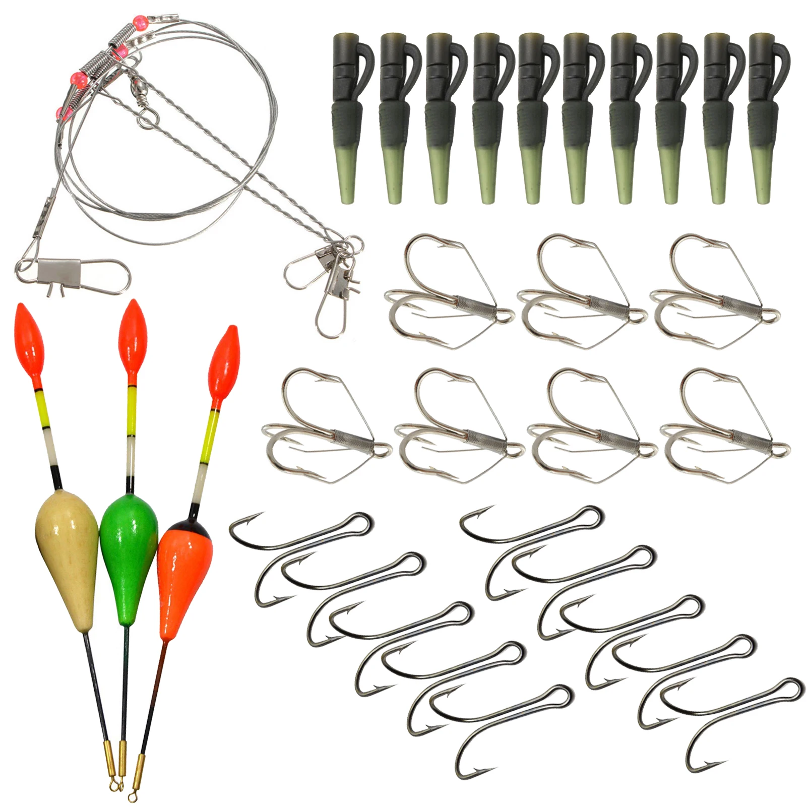 Kit pesca carpa FREE FISHER con anzuelos triples anti-enredos