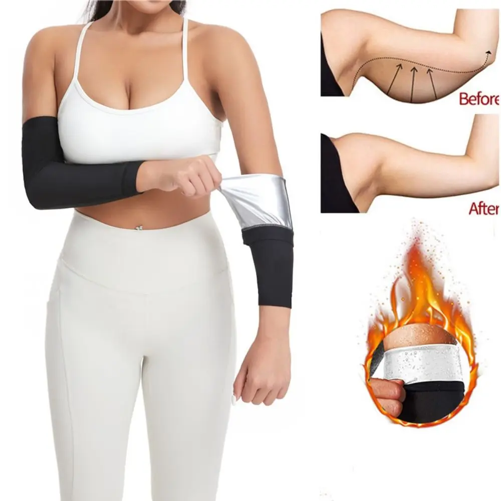 Trajes de brazo deportivos con revestimiento de PU para mujer, protectores de rodilla para Sauna, banda para el brazo para ejercicio, almohadilla protectora antideslizante para el codo para ciclismo - imagen 2