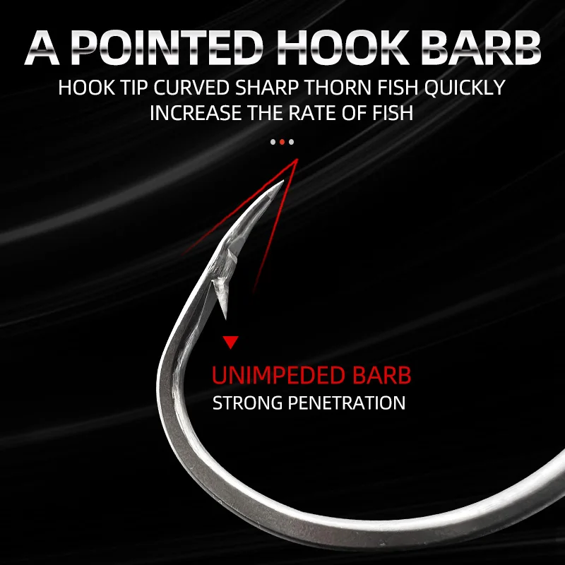 40 uds/80 Uds caja 92554 anzuelo de pulpo de acero inoxidable púa boca torcida anzuelo palangre anzuelo de calamar señuelo pesca en el mar - imagen 3
