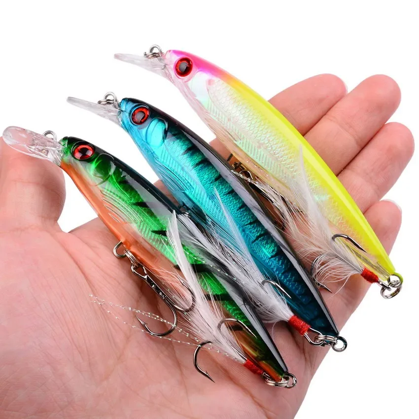 Juego de Señuelos de Pesca Minnow, cebo duro de plástico Artificial, Wobbler, aparejos de pesca, ojos 3D, Crankbait, 35 piezas - imagen 2