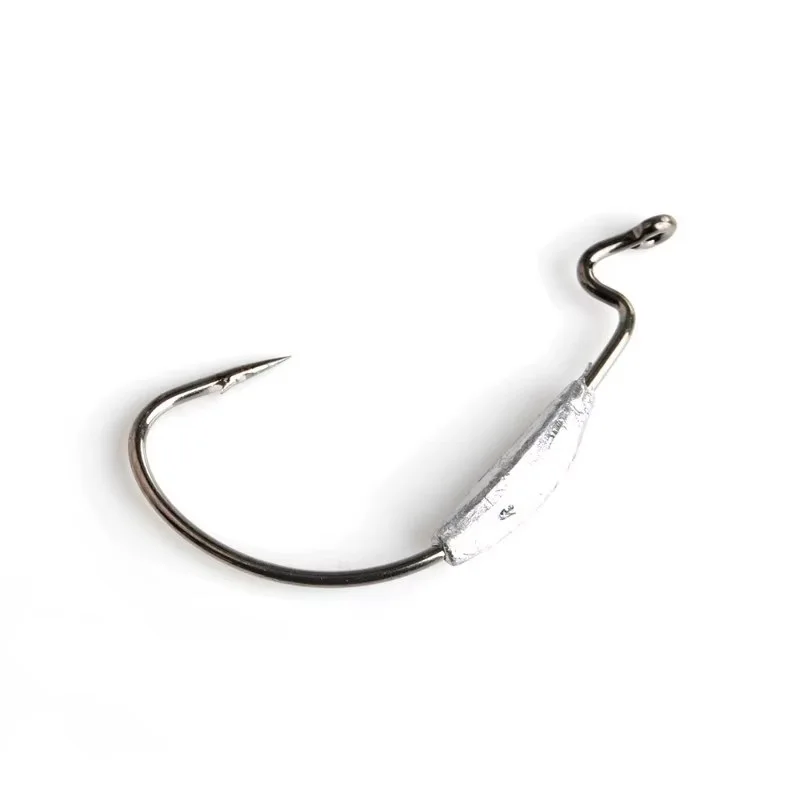 Señuelo de anzuelo de pesca compensado de acero rico en carbono NGB 5 uds 1/0 #   2/0 #   3/0 #   4/0 #   1 #   2 #   Ganchos de cebo blando de gusano con manivela con cabeza de anzuelo de Texas - imagen 5