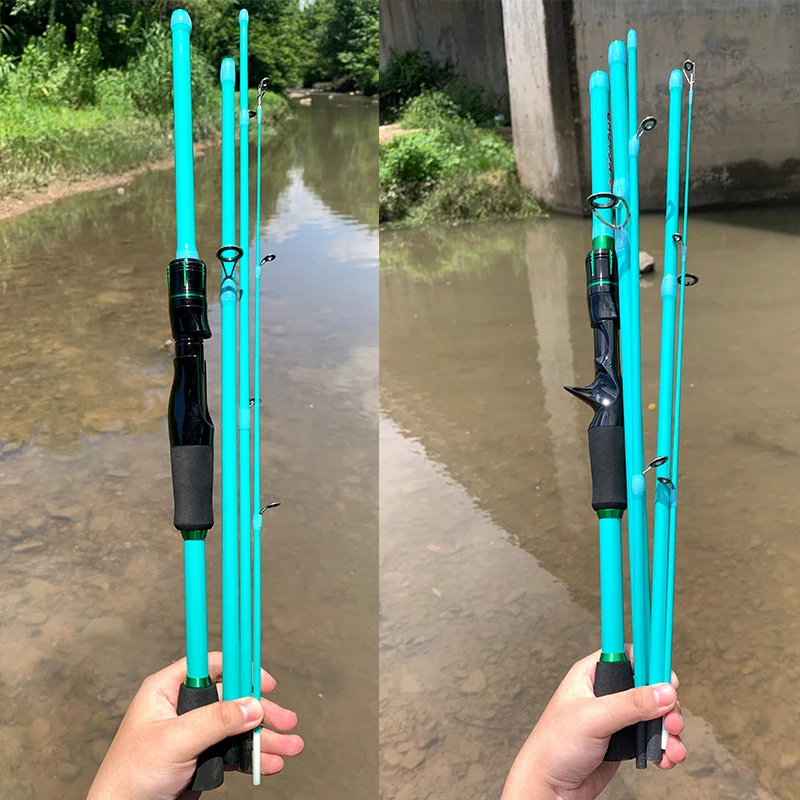 Caña de pescar de carbono portátil multifuncional, 4/5 secciones, acción media, intercambiable de manos izquierda y derecha, caña de señuelo de carbono telescópica - imagen 2
